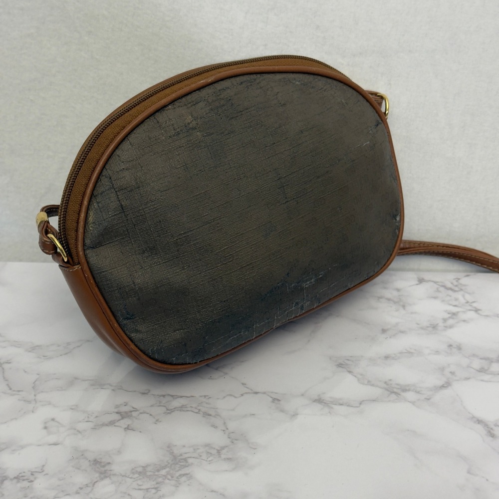 Vintage Gucci 007-89-0094‎ Monogram Crossbody Bag – Brown & Tan Leather Trim - Picture 15 of 16